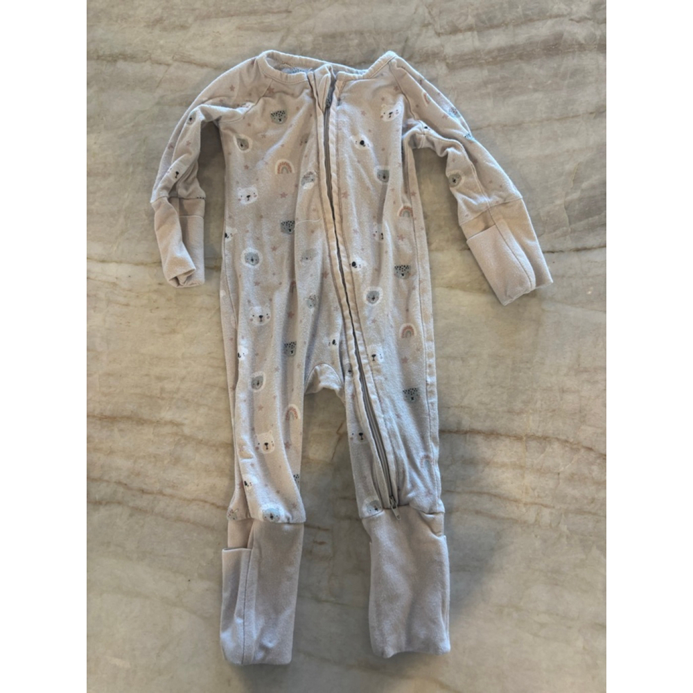 Baby Nash + Nova Beige Multi-Print bamboo Footie 3-6 Months
